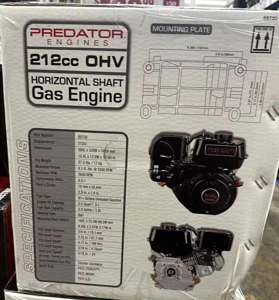 Predator 6.5 HP 212cc OHV Horizontal Shaft Gas Engine EPA - Image 3
